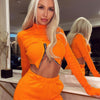 Land of Nostalgia Women’s Neon Orange Zip-Up Crop Top (Ready to Ship)