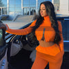 Land of Nostalgia Women’s Neon Orange Zip-Up Crop Top (Ready to Ship)