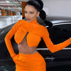 Land of Nostalgia Women’s Neon Orange Zip-Up Crop Top (Ready to Ship)