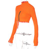 Land of Nostalgia Women’s Neon Orange Zip-Up Crop Top (Ready to Ship)