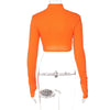 Land of Nostalgia Women’s Neon Orange Zip-Up Crop Top (Ready to Ship)