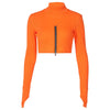 Land of Nostalgia Women’s Neon Orange Zip-Up Crop Top (Ready to Ship)