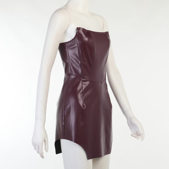 Land of Nostalgia Women's PU Leather Slim Bodycon Mini Dress