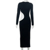 Land of Nostalgia Long Sleeve Women's Bodycon Hollow Out Long Dress