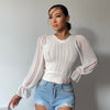Land of Nostalgia Women's Long Sleeve Bodycon Knitted Crop Top