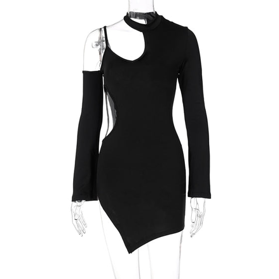 Land of Nostalgia Women's Bodycon Hollow Out Long Sleeve Mini Dress