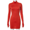 Land of Nostalgia Long Sleeve with Gloves Women's Bodycon Mini Dress (Ready to Ship)