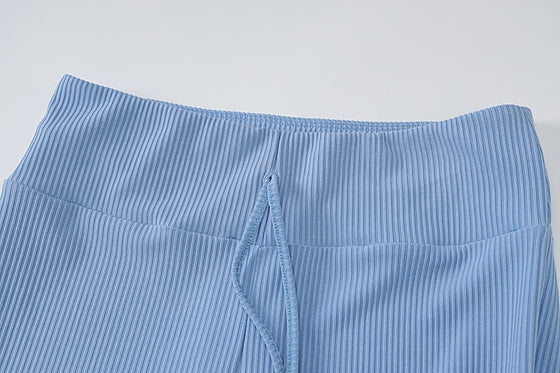Land of Nostalgia Long Sleeve Bodycon Women's Drawstring Crop Top with Pants Set