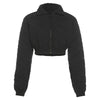 Land of Nostalgia Long Sleeve Women's Turndown Collar Zipper Short Black Coat