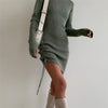 Land of Nostalgia Women's Long Sleeve Turtleneck Bandage Ruched Mini Dress