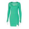 Land of Nostalgia Long Sleeve Ribbed Square Neck Women's Mini Dress