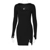 Land of Nostalgia Long Sleeve Ribbed Square Neck Women's Mini Dress